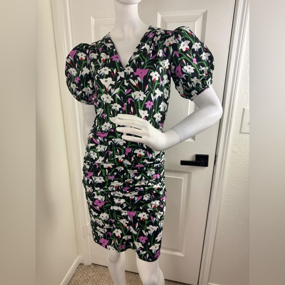 VERONICA BEARD Janis Ruched Floral-Print Dress Size 0. - Picture 2 of 16